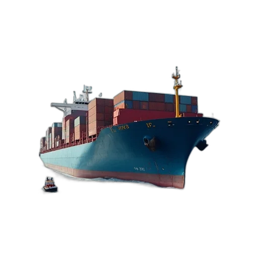 crown, photorealistic, large, container, ship, multiple, colorful, containers transparent PNG cut-out