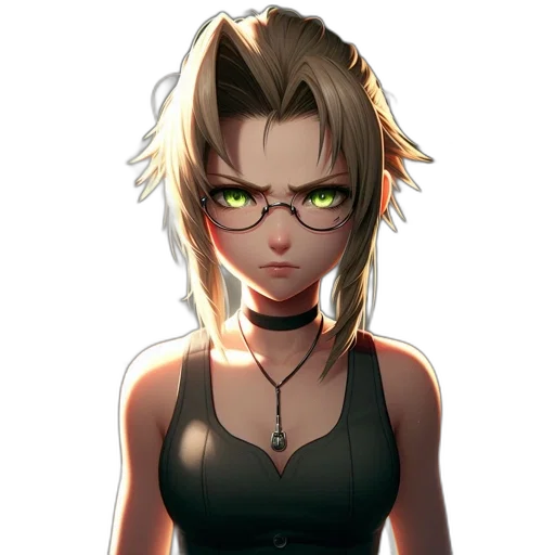 staff, dress, face, weapon, anime, pixel art, cyberpunk, concept art transparent PNG cut-out