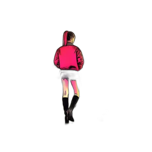 jacket, staff, 3d render, concept art, pixel art, vaporwave, neon, red transparent PNG cut-out