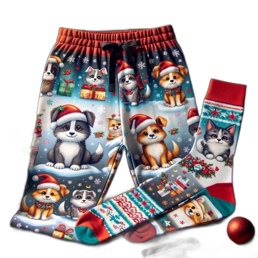 image, displays, colorful, pajama, pants, socks, festive, design transparent PNG cut-out
