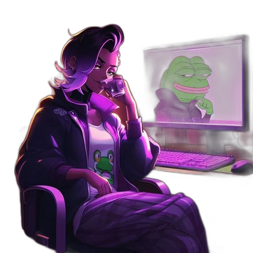 staff, face, vaporwave, cyberpunk, pixel art, concept art, female, figure transparent PNG cut-out