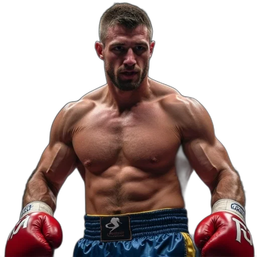 photorealistic, professional, boxer, who, suffered, brutal, win, his transparent PNG cut-out