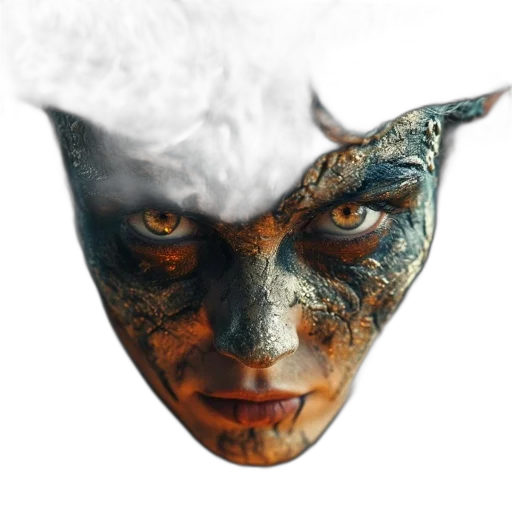 mask, face, dragon, creature, concept art, photorealistic, fantasy art, 3d render transparent PNG cut-out