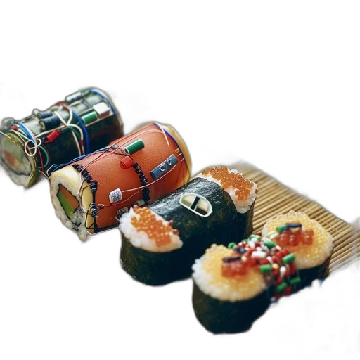 food, jewelry, weapon, furniture, 3d render, photorealistic, sushi, rolls transparent PNG cut-out