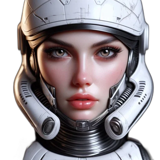 robot, face, 3d render, concept art, photorealistic, fantasy art, outer space, female transparent PNG cut-out