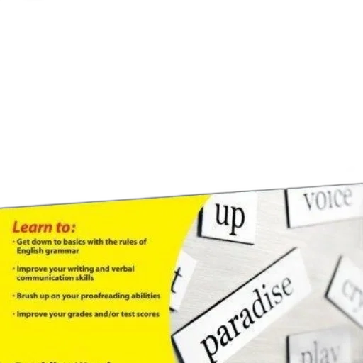 english, grammar, dummies, book, cover, black, background, yellow transparent PNG cut-out