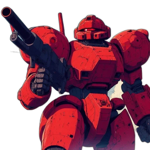robot, weapon, animal, concept art, pixel art, comic book art, 3d render, red transparent PNG cut-out