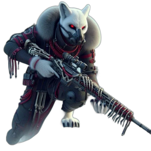 weapon, staff, creature, animal, concept art, 3d render, cyberpunk, fantasy art transparent PNG cut-out