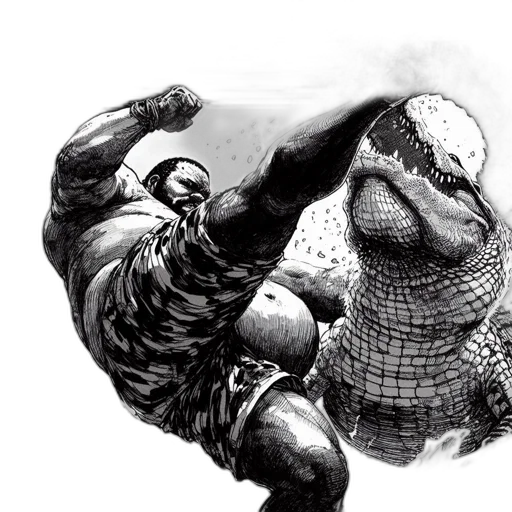 animal, comic book art, concept art, fantasy art, photorealistic, muscular, man, performs transparent PNG cut-out