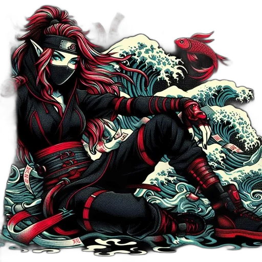 creature, dragon, mask, comic book art, fantasy art, concept art, pixel art, underwater transparent PNG cut-out