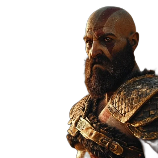 sword, 3d render, concept art, fantasy art, photorealistic, bearded, man, red transparent PNG cut-out