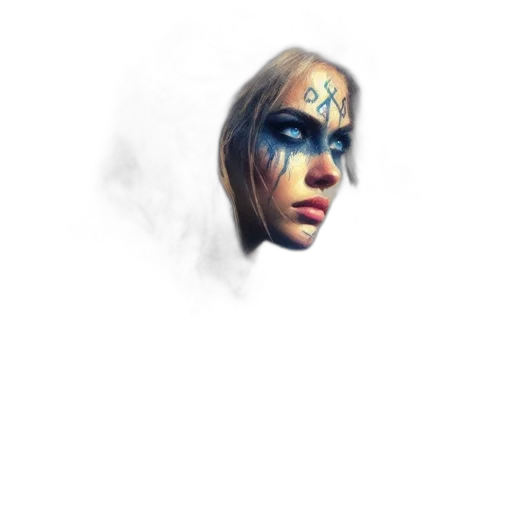 face, mask, staff, weapon, fantasy art, concept art, photorealistic, 3d render transparent PNG cut-out
