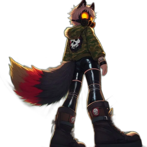 staff, mask, jacket, weapon, concept art, cyberpunk, fantasy art, 3d render transparent PNG cut-out