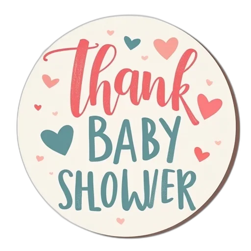 thank, baby, shower, sticker transparent PNG cut-out