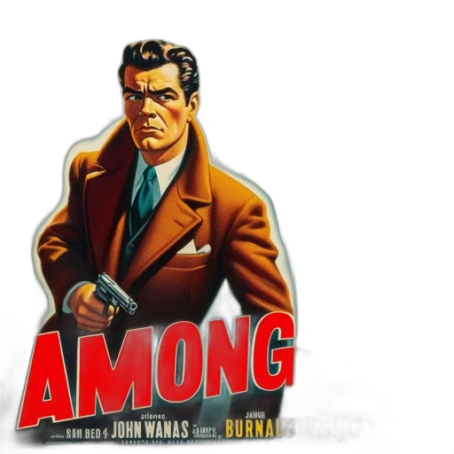 jacket, comic book art, concept art, cartoon, vintage, movie, poster, among transparent PNG cut-out