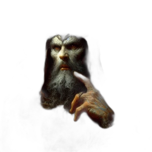 creature, face, mask, staff, concept art, fantasy art, 3d render, photorealistic transparent PNG cut-out