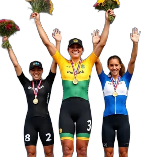 first, image, shows, three, women, standing, stage, celebrating transparent PNG cut-out