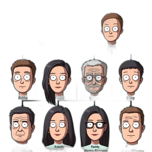 staff, cartoon, concept art, pixel art, 3d render, rick, morty, family transparent PNG cut-out