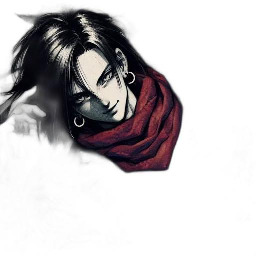 face, mask, hair, fantasy art, comic book art, watercolor, concept art, red transparent PNG cut-out