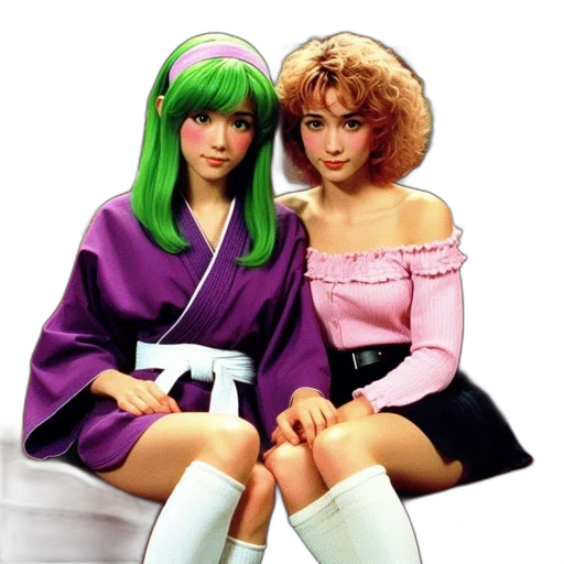 vaporwave, 3d render, photorealistic, concept art, outer space, green, two, young transparent PNG cut-out
