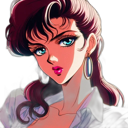face, anime, vaporwave, cartoon, comic book art, neon lights, pastel, red transparent PNG cut-out