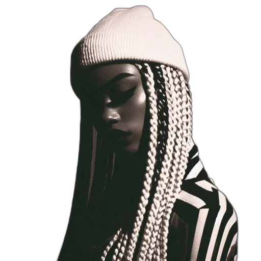 hair, jacket, hat, dress, 3d render, photorealistic, concept art, cyberpunk transparent PNG cut-out
