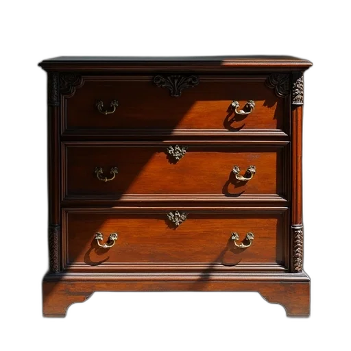 furniture, jewelry, crown, 3d render, photorealistic, wooden, chest, drawers transparent PNG cut-out