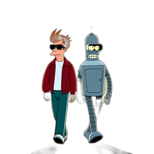 robot, jacket, concept art, 3d render, cartoon, pixel art, outer space, futurama transparent PNG cut-out