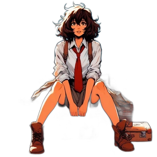 jacket, dress, staff, creature, anime, concept art, pixel art, cartoon transparent PNG cut-out