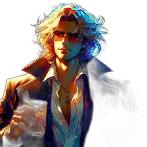 jacket, concept art, cyberpunk, fantasy art, comic book art, neon lights, fire, blue transparent PNG cut-out