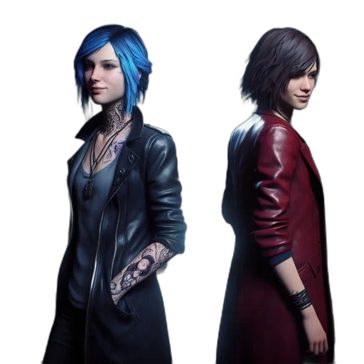 jacket, concept art, cyberpunk, 3d render, comic book art, blue, dark, two transparent PNG cut-out