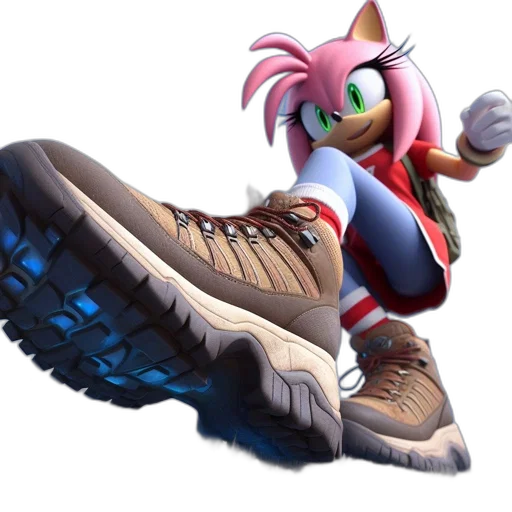 shoes, animal, creature, weapon, 3d render, concept art, vaporwave, animated transparent PNG cut-out