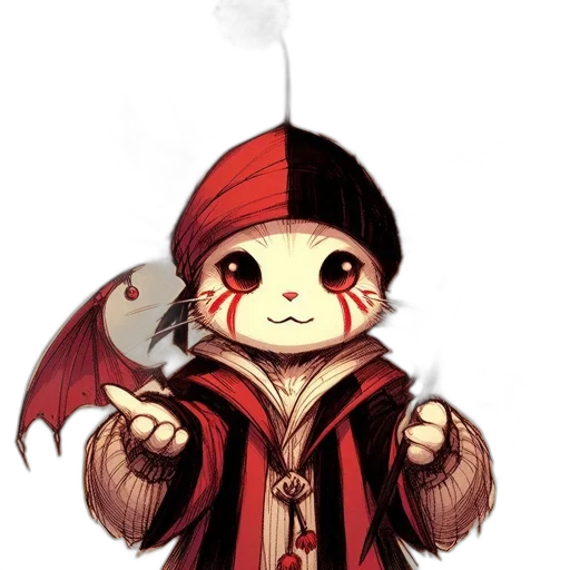 staff, fantasy art, concept art, pixel art, comic book art, red, cute, rabbit transparent PNG cut-out
