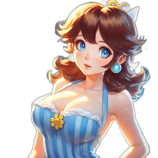 dress, staff, crown, anime, pixel art, concept art, fantasy art, blue transparent PNG cut-out