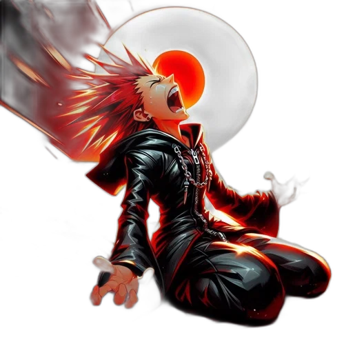 hair, jacket, concept art, comic book art, 3d render, photorealistic, fire, red transparent PNG cut-out