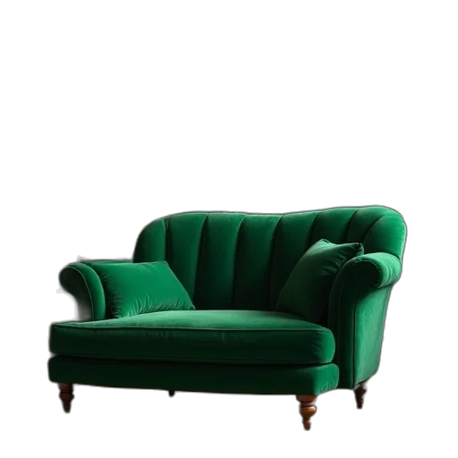 furniture, crown, 3d render, photorealistic, green, regent, right, arm transparent PNG cut-out