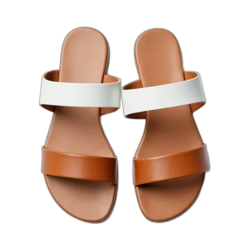 shoes, 3d render, pair, brown, leather, sandals, white, straps transparent PNG cut-out