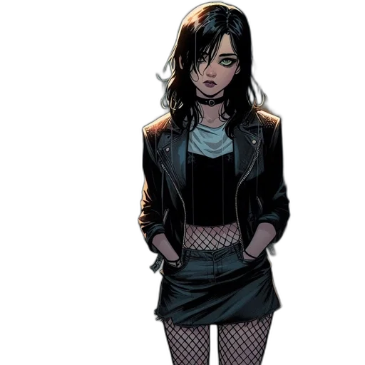 jacket, comic book art, concept art, cartoon, dark, rainy, urban, setting transparent PNG cut-out