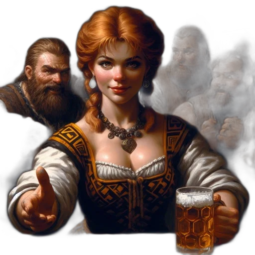 fantasy art, concept art, pixel art, photorealistic, fire, red-haired, woman, sits transparent PNG cut-out