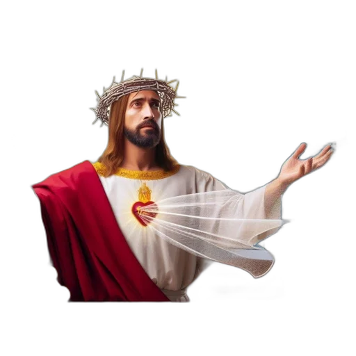 crown, sword, 3d render, photorealistic, jesus, christ, depicted, digital transparent PNG cut-out