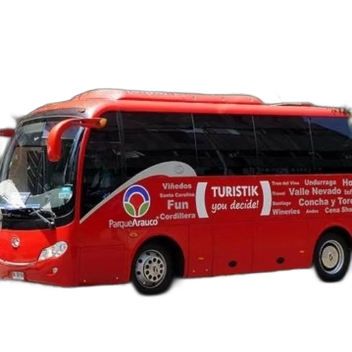 3d render, red, bus, words, turistik, decide, side transparent PNG cut-out