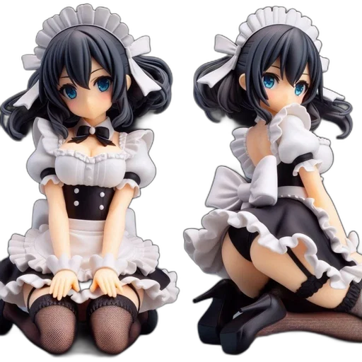 3d render, concept art, photorealistic, anime, monochrome, dark, anime-styled, girl transparent PNG cut-out