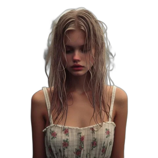hair, dress, face, mask, photorealistic, concept art, 3d render, cyberpunk transparent PNG cut-out