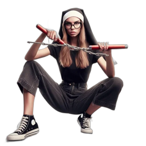 staff, weapon, photorealistic, concept art, fantasy art, comic book art, young, woman transparent PNG cut-out