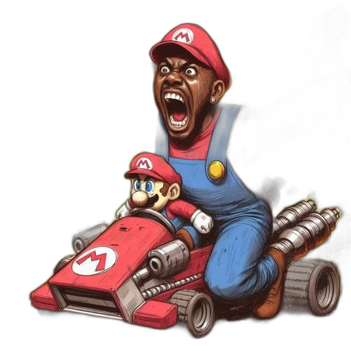 car, animal, concept art, comic book art, watercolor, photorealistic, mario, luigi transparent PNG cut-out