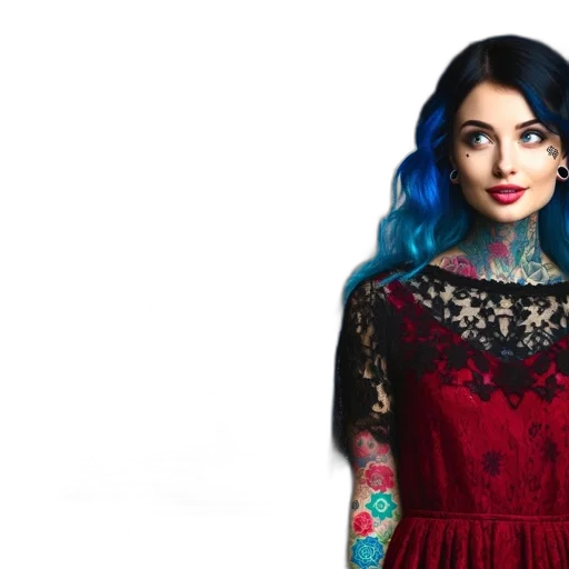 dress, jewelry, blue, colorful, dark, woman, blue-black, hair transparent PNG cut-out