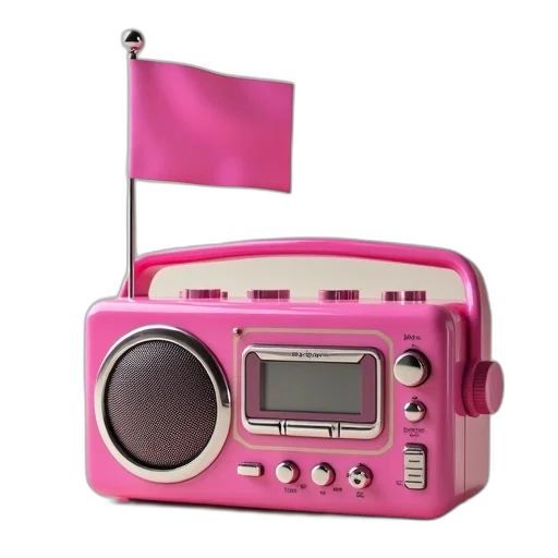 robot, pink, radio, flag transparent PNG cut-out