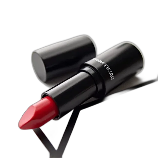 photorealistic, 3d render, red, close-up, image, lipstick, black, cap transparent PNG cut-out