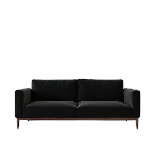 furniture, 3d render, dark, black, sofa, white, background, words transparent PNG cut-out