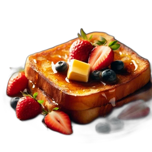 food, photorealistic, 3d render, breakfast, spread, showcases, golden-brown, toast transparent PNG cut-out